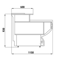 Kassentisch - 800mm - mit Beleuchtung - Frondblende Gelb
