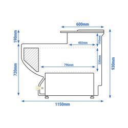 Banco cassa angolare - 800mm - con illuminazione - pannello frontale bianco