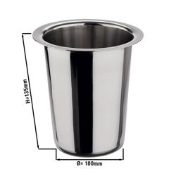 Cestillo redondo para cubiertos - Ø 100mm - Altura: 135mm - Acero inoxidable - sin perforación