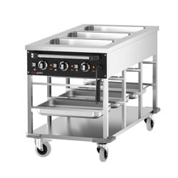 Bain-marie wagen - 3 kW - 3x GN 1/1 - temperatuur per bad afzonderlijk regelbaar