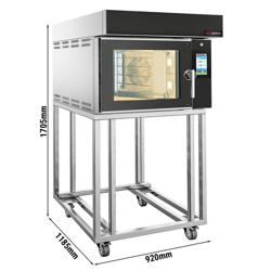Electric Bakery Convection Oven - with Humidity Control - Touchscreen Controls - 5x 600x400mm (EN 60x40) - Black - with Prover Cabinet & with Stand