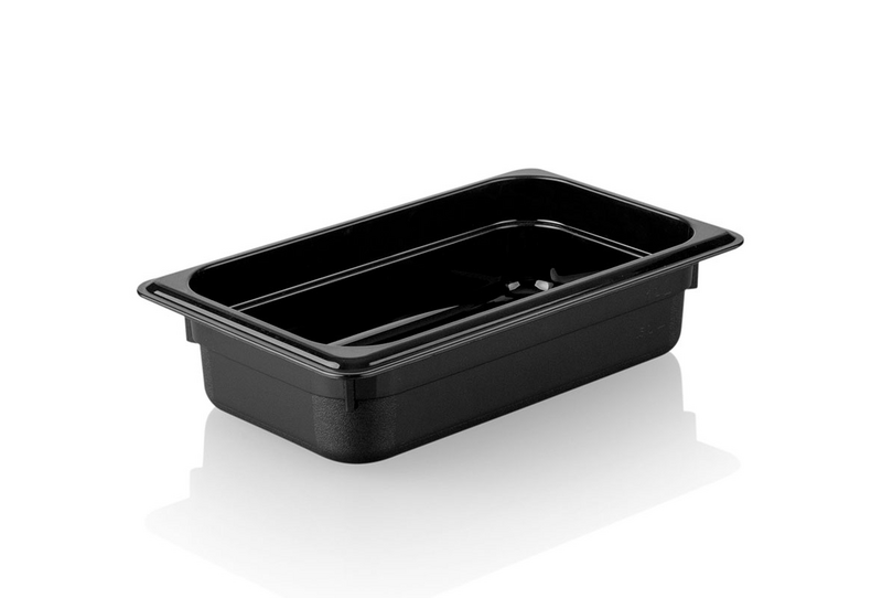 Recipiente GN em policarbonato 1/4 - preto - profundidade 65 mm