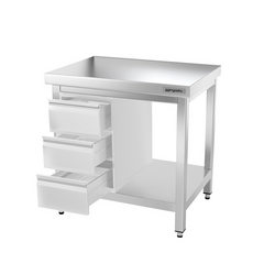 Mesa de trabalho PREMIUM - em Aço Inoxidável  - 0,6 m - com estrutura e prateleira de base