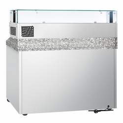 Ψυγείο Πάγκος Πίτσας PREMIUM - 1400x700mm - με 6 συρτάρια 1/2 - με ψυχόμενη βιτρίνα GN 1/4