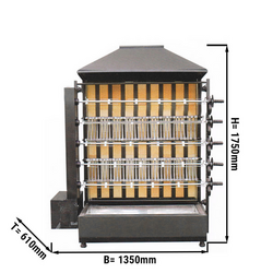 Churrasqueira a carvão - com 5 espetos para 25 frangos - 1350 x 610 x 1750 mm