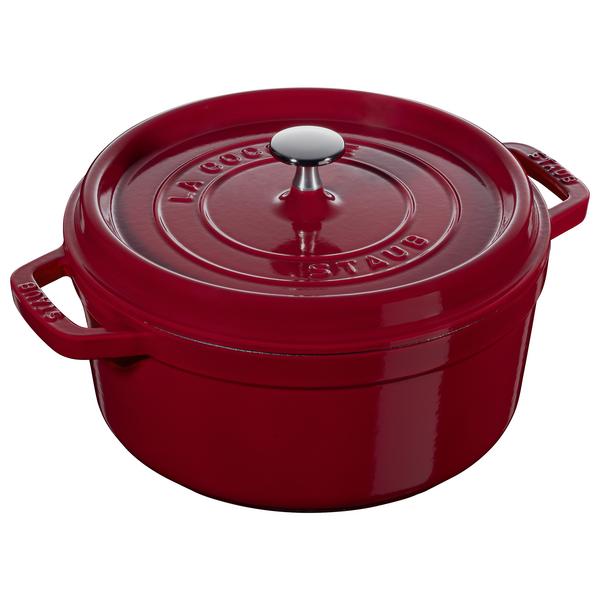STAUB | Cocotte Round Enamelled Cast Iron Casserole Dish – Ø 220–230 mm – Bordeaux Red