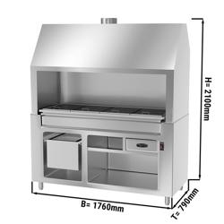 Kömürlü ızgara BERLIN - 1760 mm - paslanmaz çelik görünümlü