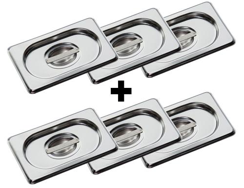 (6 stuks) RVS - GN-deksel GN 1/9 - hoogte: 7mm - 176x108mm