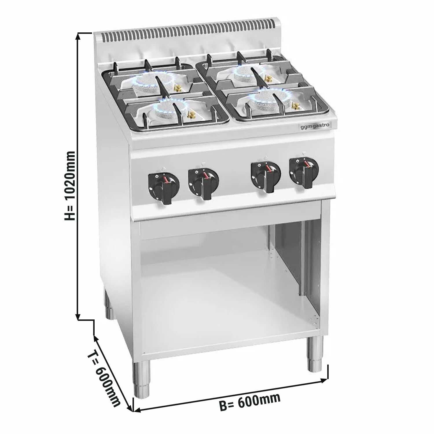 Fourneau à gaz – 19 kW – 4 brûleurs