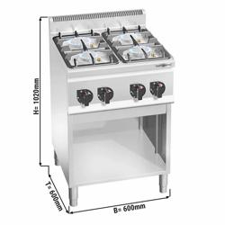 Gas Hob - 19kW - 4 burners - with open base shelf