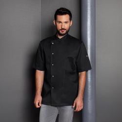 KARLOWSKY | Gustav Men's Chef Jacket – Short Sleeve - Black - Size 50 - Press-Stud Closure