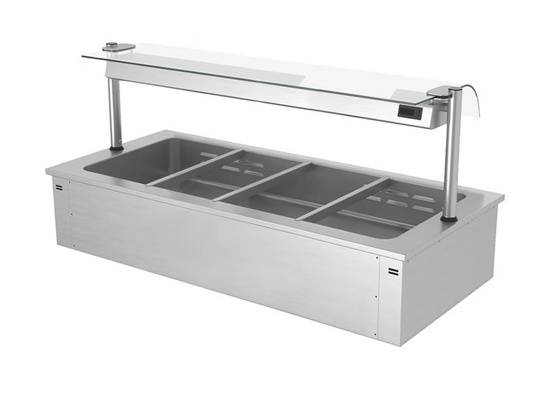 Einbau Bain-Marie - 1500mm - 4x GN 1/1 - 2,92 kW - mit Glas-Hustenschutz