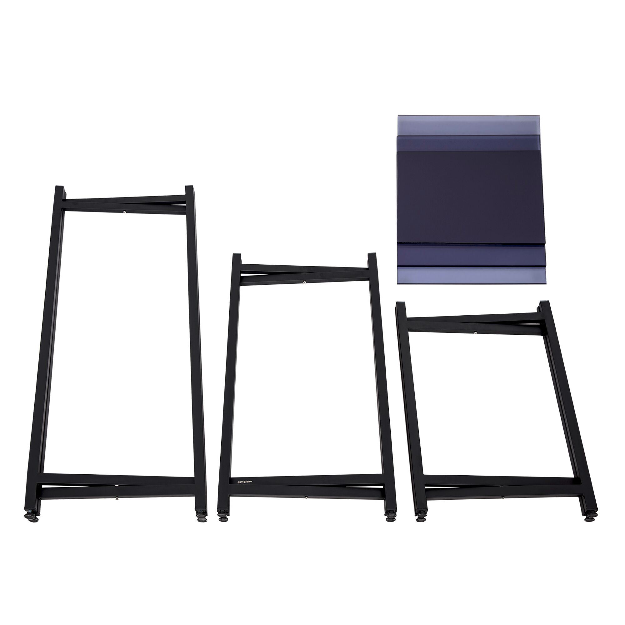 (3 pcs) Set de 3 tables d’appoint gigognes pliantes - 50x50cm - Hauteurs: 70/90/120cm