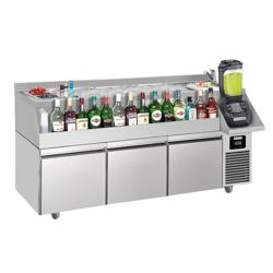 Bár/italhűtőasztal - 1,6 x 0,6 m - 235 liter - 3 fiókkal 1/1 és polcokkal