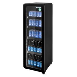 GASTRO-COOL | Commercial Upright Glass Door Display Fridge - 418mm - 140 Litres - Slimline - with 1 hinged glass door - LED lighting - Black - Temperature range 0 to 10 °C