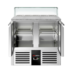 Saladette PREMIUM - 900mm - 2 deuren - met glazen opzetstuk voor 5x GN 1/6
