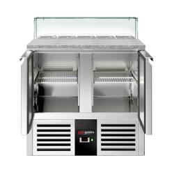 Saladette PREMIUM - 900mm - 2 deuren - met rechte glazen opzetvitrine voor 5x GN 1/6