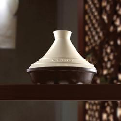 STAUB | Cast Iron Tajine – Ø 28 cm - Cream - Matte Black Interior, Oven to 260°C