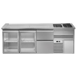 Пивний прилавок Premium PLUS - 2500x700 мм - 2 скляні двері та 2 висувні шухляди