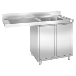 Mueble fregadero con espacio para lavavajillas de acero Inox. - 1,4 m - 1 fregadero a la derecha A 60 x P 50 x A 30 cm 