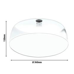 Round Tray Cover Hood – Clear Polycarbonate, 129×338×151 mm, Ergonomic Handle – Fits TAHSRGP/TAHTRGP
