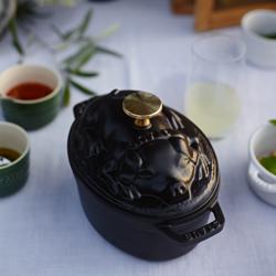 STAUB | LA COCOTTE - طنجرة كوكوت - غطاء خنزير - بيضوية - 170 مم - حديد زهر - أسود