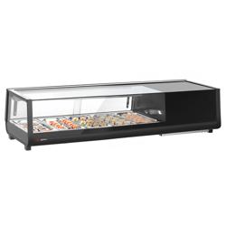 Sushi vitrína s LED osvětlením - 1352x420 mm - 5× GN 1/3 - černá