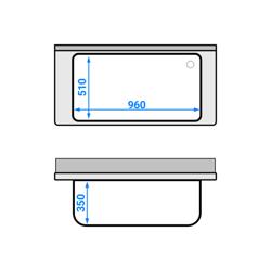 RVS spoeltafel ECO - 1200x600mm - met onderblad - met 1 spoelbak