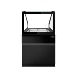 Vetrina calda TORONTO - 800mm - frontale nero - per 2x GN 1/1 - piano di lavoro in granito nero