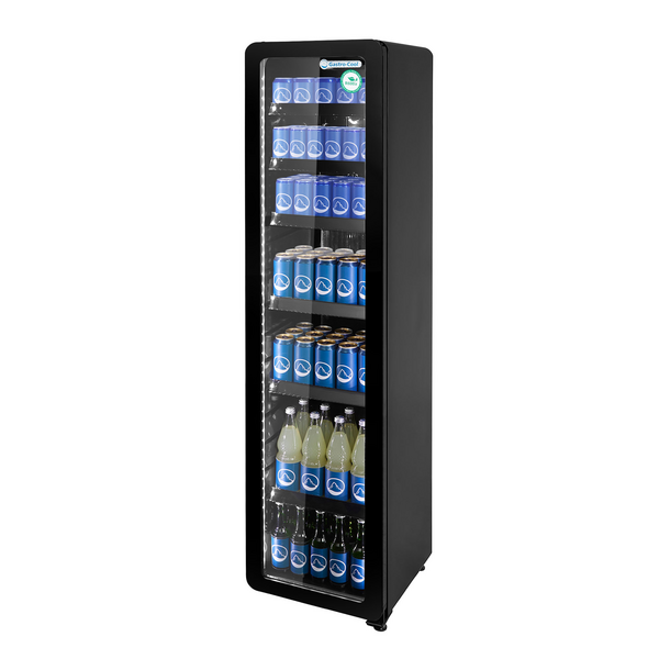 GASTRO-COOL | Chłodziarka do napojów - 220 litrów - wąska - z 1 szklanymi drzwiami - czarna - GCGD175