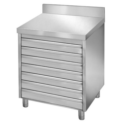 Armoire à tiroirs PREMIUM avec 7 tiroirs pour boules de pâte à pizza & rebord - 700x500mm	