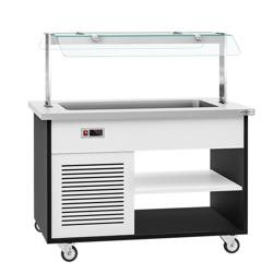 Commercial Refrigerated Buffet Trolley – 3x GN 1/1 - 1300 mm -2 to +4 °C - Glass Sneeze Guard