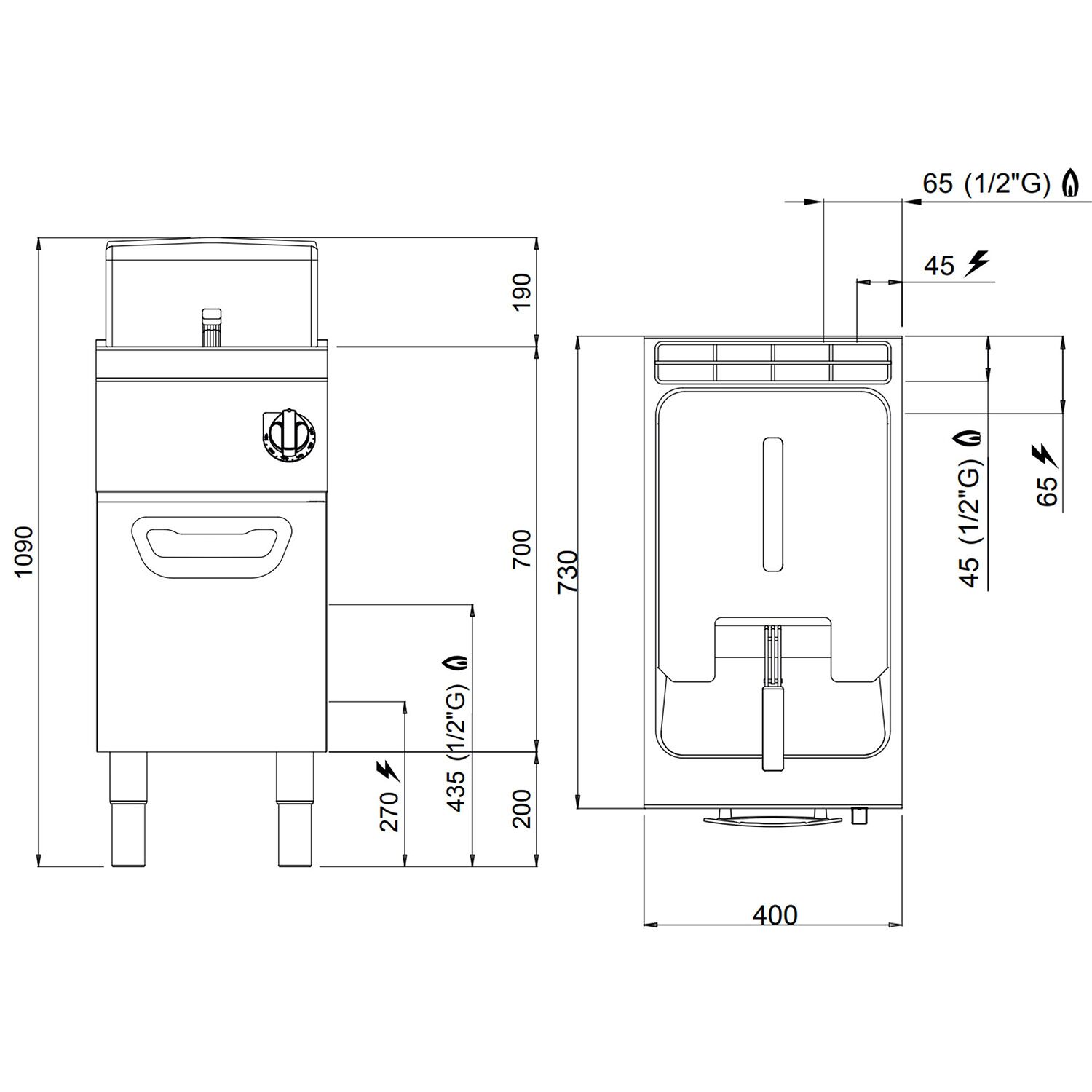 Gasfriteuse - 18 liter - 14 kW - digitale bediening