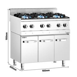 Plinski štednjak - 36 kW - 6 plamenika - samostojeći - 900x600x900 mm
