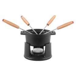 STAUB | Mini Cast Iron Fondue Set – Ø 10 cm - Black - 4 Forks, Warmer (Electric)