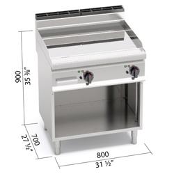 Elektrische bakplaat - 9,6kW - Glad - Bakoppervlak: 800x714mm - met open onderbouw