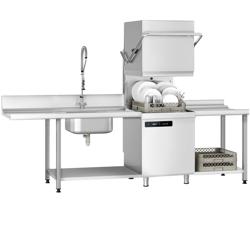 Doorschuifvaatwasser - Mand 500x500mm - Analoog - 7,1kW - incl. invoertafel rechts, uitvoertafel rechts - met zeep-/wasmiddelpomp & naglanspomp