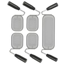 Pastamanden-set - 1x 290x105x200mm | 4x 140x105x200mm | totaal 2,4kg - RVS | hittebestendige materialen | afgeronde hoeken - voor pastakokers - zonder teflon stekker