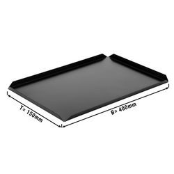 (5 adet) Alüminyum Pastane ve Sunum  Tabağı - 400 x 150 x 10 mm - siyah