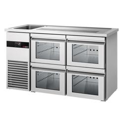 Ψυγείο Πάγκος Μπύρας PREMIUM - 1550x700 χλσ. - 4 Γυάλινα Συρτάρια