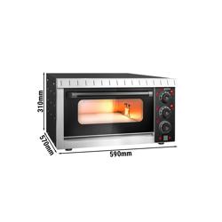 Mini forno per pizza - Meccanico - 590x570mm - 4 pizze Ø20cm - per Ø 20cm pizza - fino a 350°C - Nero
