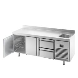 Koelwerkbank PREMIUM PLUS - 1960x600mm - 385 liter - met 2 deuren - met 2 lades - opstand