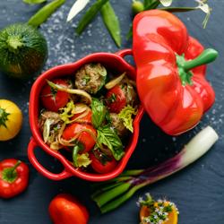 STAUB | CERAMIQUE - Kookpot - Paprikavorm - Ø 110mm - Keramiek - Oranje-Rood