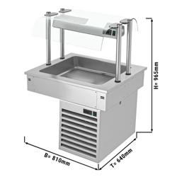 Upotettava kylmäallas - 800 mm - +2–+8 °C - 2 GN 1/1-astiaa - 190 W - lasisuoja