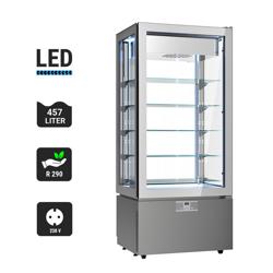 4-Sided Glass Display Freezer - 457L - 805mm - Double glazing - square - with 5 glass shelves - 4 glass doors