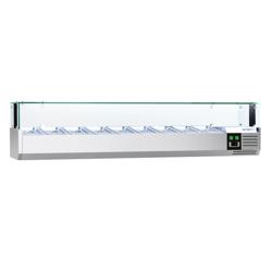 Vetrina Refrigerata Porta Ingredienti / Vetrina Gastronorm PREMIUM con luce LED - 2000x395mm - 9x GN 1/3 - vetri dritti