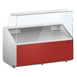 Serve Over Counter - 1256mm - double-glazed glass - capacity 262 litres - front panel red