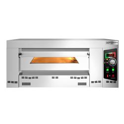 Cuptor pizza pe gaz (vatră din șamotă) - 1130x910x470 mm - 4 x Ø 34 cm - până la 450 °C - Manuell