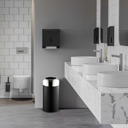 Commercial indoor and outdoor waste bin - 40 litres - Black / Chrome