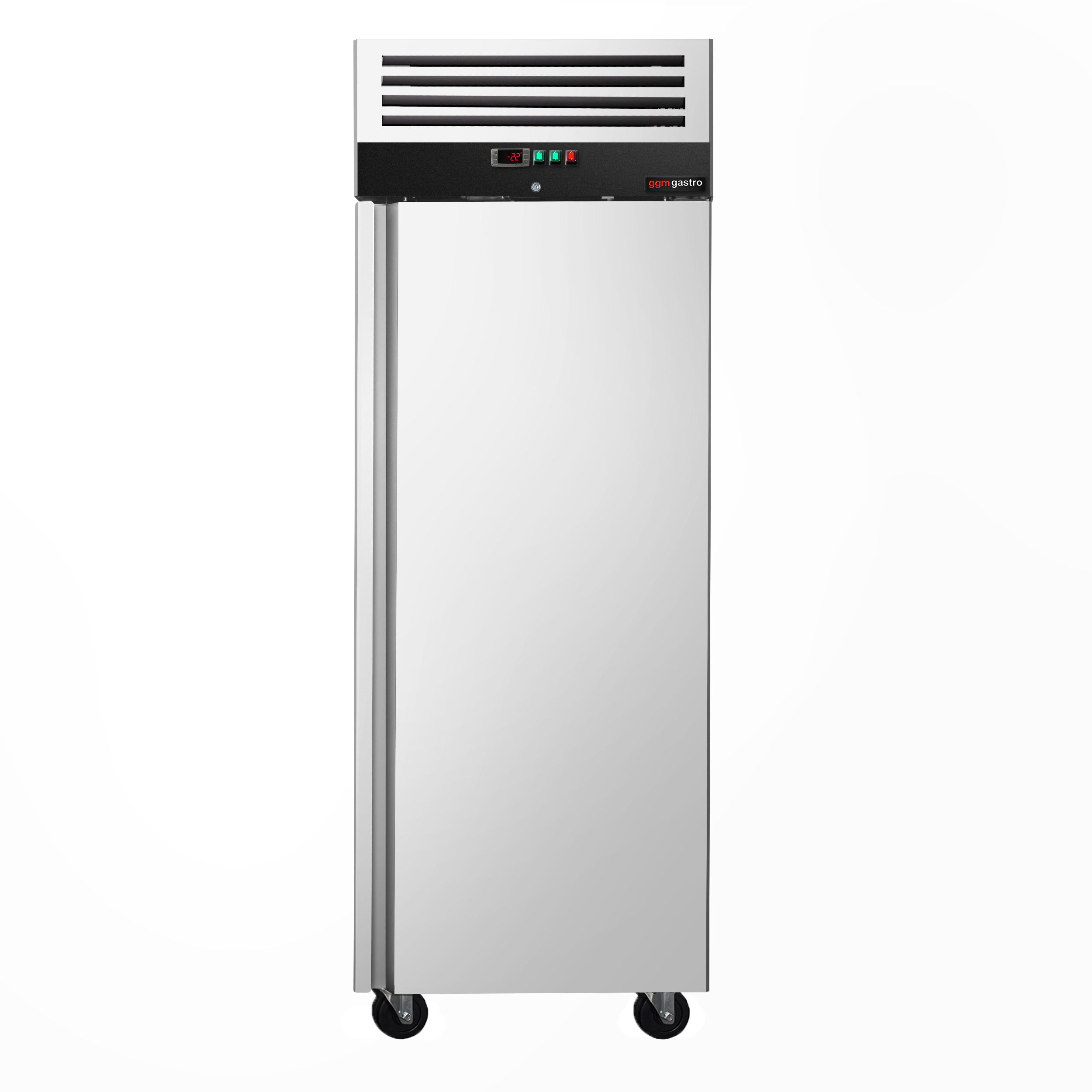 Armoire pâtissière négative Inox AISI 304 PREMIUM - EN 600 x 800 - 612 L - avec 1 porte & Glissières pâtisserie - Noire - Roulettes